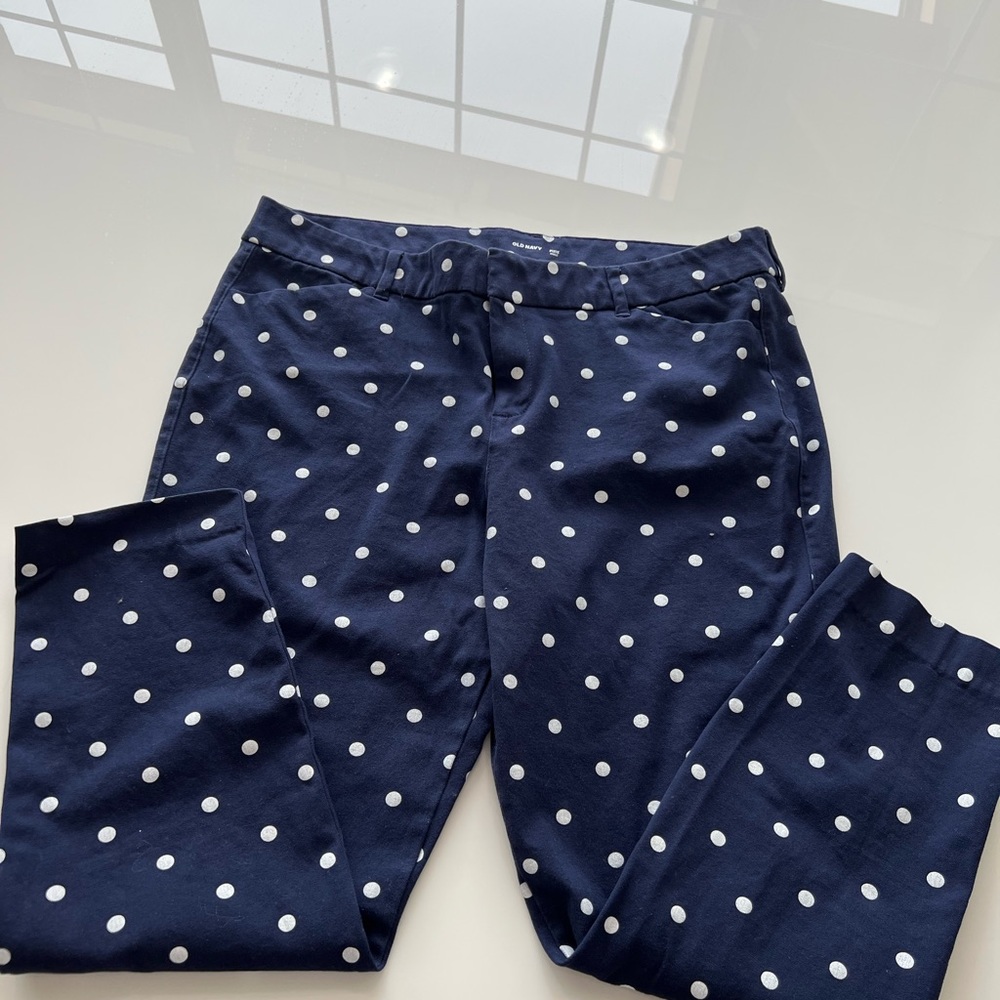 Blue and white polka dot Dress pants